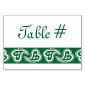 Sweet Paisley Hearts in Green Table Kaart (Achterkant)