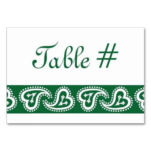 Sweet Paisley Hearts in Green Table Kaart (Voorkant)