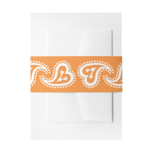 Sweet Paisley Hearts in het Sinaasappel Invite Bel Uitnodigingen Wikkel