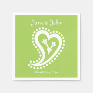 Sweet Paisley Hearts in Peridot Napkins Servet