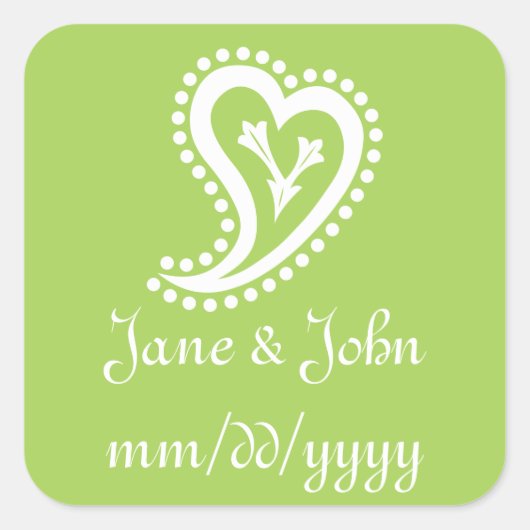 Sweet Paisley Hearts in Peridot Sticker (Voorkant)