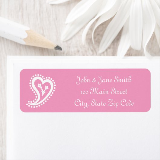 Sweet Paisley Hearts in Petal Pink Address Label (Insitu)