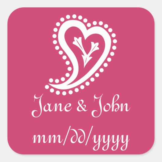 Sweet Paisley Hearts in Raspberry Sticker (Voorkant)