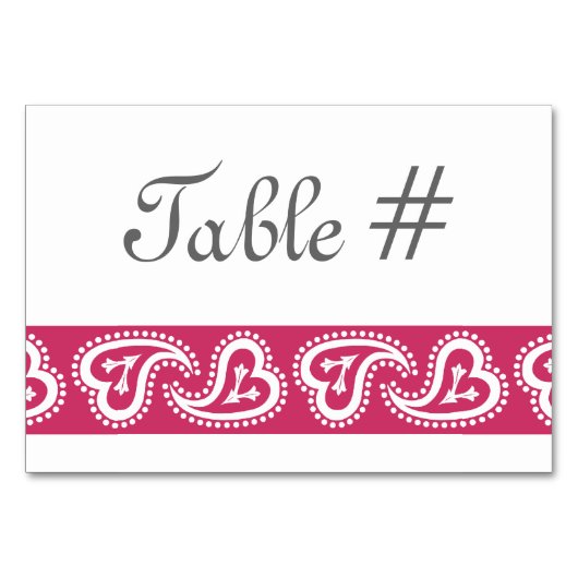 Sweet Paisley Hearts in Raspberry Table Kaart (Voorkant)