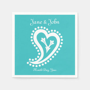 Sweet Paisley Hearts in Turquoise Napkins Servetten