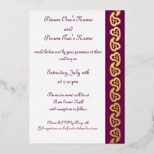 Sweet Paisley Hearts in Wine Folie Invitation Uitnodiging