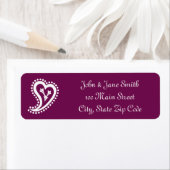 Sweet Paisley Hearts in Wine Return Address Label (Insitu)
