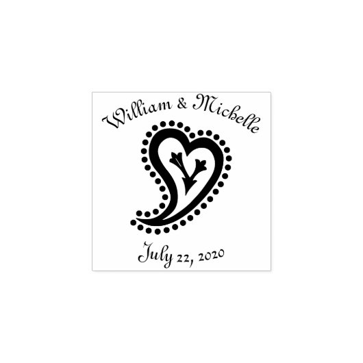 Sweet Paisley Hearts Wooden Announcement Stamp Rubberstempel (Afrduk)