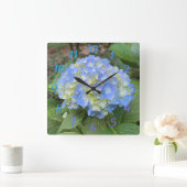 Sweet Pale Blue Mophead Hydrangea Numeral Clock Vierkante Klok (Huis)