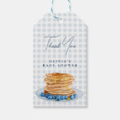 Sweet Pancake Blue Gingham Boy Baby shower Brunch Cadeaulabel (Voorkant)
