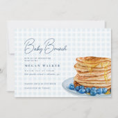 Sweet Pancake Blue Gingham Boy Baby shower Brunch Kaart (Voorkant)