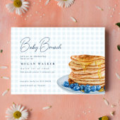 Sweet Pancake Blue Gingham Boy Baby shower Brunch Kaart