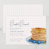 Sweet Pancake Pink Gingham Vrijgezellenfeest Brunc Kaart (Voorkant / Achterkant)
