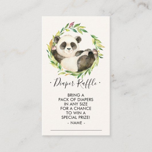 Sweet Panda Baby shower Luier Raffle Ticket Informatiekaartje (Voorkant)