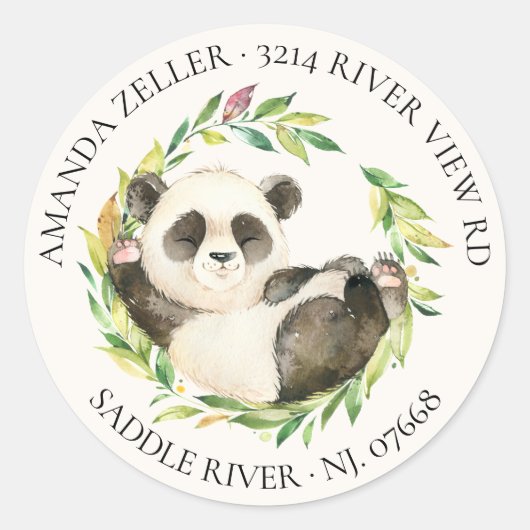 Sweet Panda Beer Baby shower retour adres label (Voorkant)