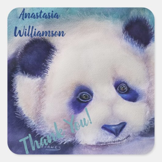 SWEET PANDA BEER DANK U VIERKANTE STICKER (Voorkant)