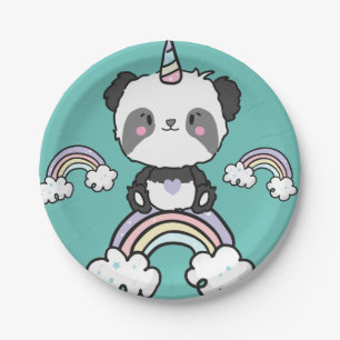 Sweet Panda Eenhoorn Meisje Bloemen Papier Bord