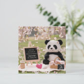 Sweet Panda en Blossom zwangerschapsaankondiging Feestdagenkaart (Staand voorkant)