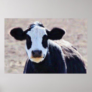 Sweet Panda Face Cow Art Photographic Art Print