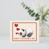 Sweet Panda & Hearts Valentijnsdag Briefkaart (Staand voorkant)