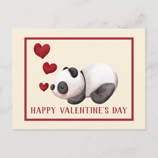 Sweet Panda & Hearts Valentijnsdag Briefkaart (Voorkant)