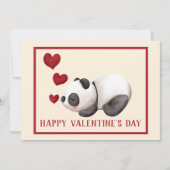 Sweet Panda & Hearts Valentijnsdag Flat Kaart (Voorkant)