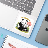 Sweet Panda Love Terug naar school Stickers (Laptop met iPhone)