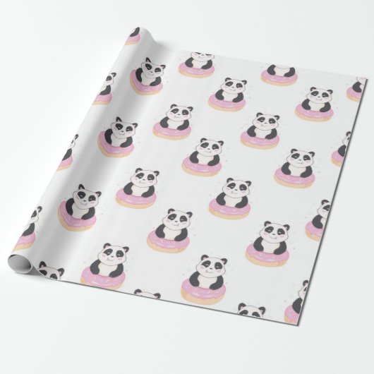 Sweet Panda Pattern Cadeaupapier (Uitgerold)