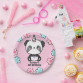 Sweet Panda Unicorn Girls Rainbow Birthday Papieren Bordje (Feest)
