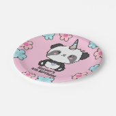 Sweet Panda Unicorn Girls Rainbow Birthday Papieren Bordje (Gekanteld)