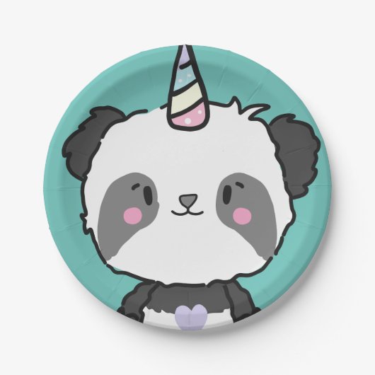 Sweet Panda Unicorn Girly Birthday Paper Bord (Voorkant)