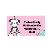 Sweet Panda Unicorn Girly Floral Label (Voorkant)