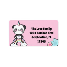 Sweet Panda Unicorn Girly Floral Label