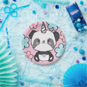 Sweet Panda Unicorn Girly Floral Papieren Bordje (Feest)