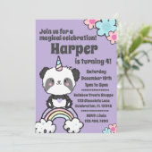 Sweet Panda Unicorn Girly Kaart (Staand voorkant)