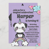 Sweet Panda Unicorn Girly Kaart (Voorkant / Achterkant)