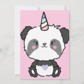 Sweet Panda Unicorn Girly Uitnodiging (Achterkant)