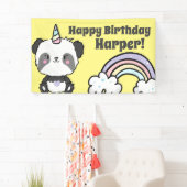 Sweet Panda Unicorn Rainbows Birthday Banner (Insitu)