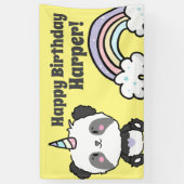 Sweet Panda Unicorn Rainbows Birthday Banner (Verticaal)