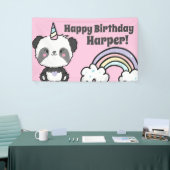 Sweet Panda Unicorn Rainbows Birthday Banner (Beurs)
