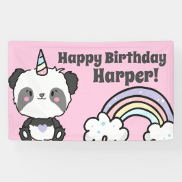 Sweet Panda Unicorn Rainbows Birthday Banner