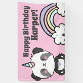 Sweet Panda Unicorn Rainbows Birthday Banner (Verticaal)