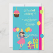 Sweet Party Girl Birthday Party Invitation Kaart (Voorkant)