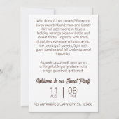 Sweet Party. Oorspronkelijke uitnodiging. Save The Date (Achterkant)