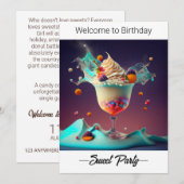 Sweet Party. Oorspronkelijke uitnodiging. Save The Date (Voorkant / Achterkant)