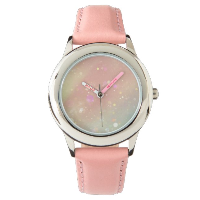Sweet Pastel Abstracte Bubbels Horloge (Voorkant)