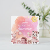 Sweet Pastel Animal Birthday Party Invitation Kaart (Staand voorkant)