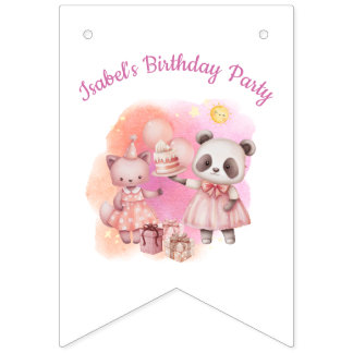Sweet Pastel Animal Birthday Vlaggetjes