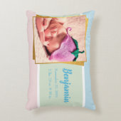 Sweet Pastel Baby Boy Foto geboortedatum Accent Kussen (Voorkant(Verticaal))