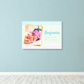 Sweet Pastel Baby Boy Foto geboortedatum Canvas Afdruk (Insitu (Houten vloer))